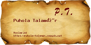 Puhola Talamér névjegykártya
